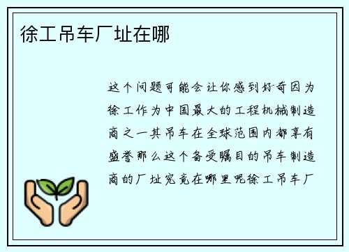 徐工吊车厂址在哪
