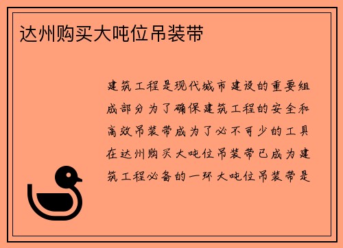 达州购买大吨位吊装带